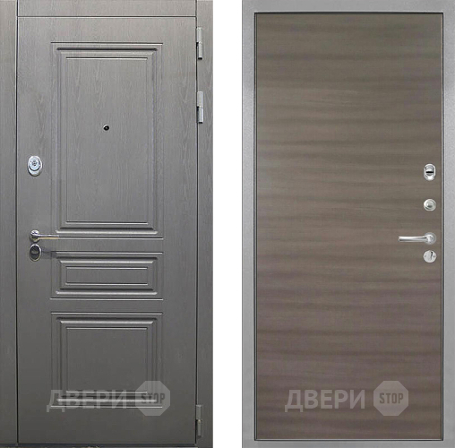 Входная металлическая Дверь Интекрон (INTECRON) Брайтон Графит Гладкая Дуб тоскано поперечный в Жуковский