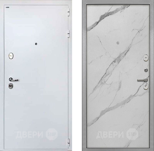 Входная металлическая Дверь Интекрон (INTECRON) Колизей White Гладкая Мрамор натуральный арктик в Жуковский