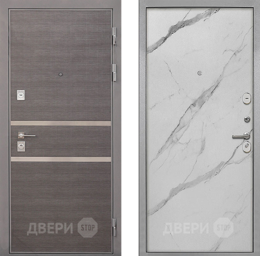 Входная металлическая Дверь Интекрон (INTECRON) Неаполь Гладкая Мрамор натуральный арктик в Жуковский