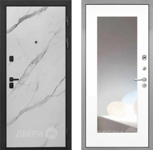 Дверь Интекрон (INTECRON) Профит Black Мрамор Арктик ФЛЗ-120-М Зеркало Белый матовый в Жуковский