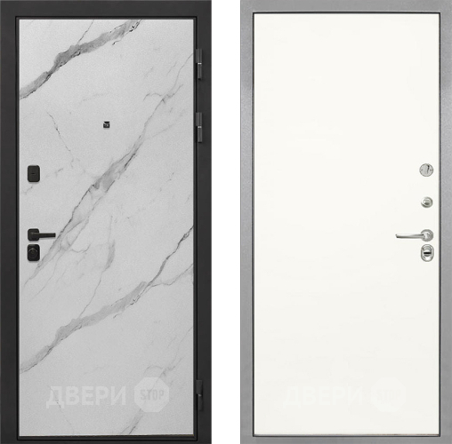 Входная металлическая Дверь Интекрон (INTECRON) Профит Black Мрамор Арктик Гладкая Слоновая кость в Жуковский