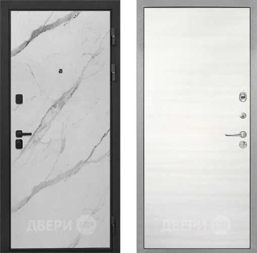 Входная металлическая Дверь Интекрон (INTECRON) Профит Black Мрамор Арктик Гладкая Дуб сильвер поперечный в Жуковский