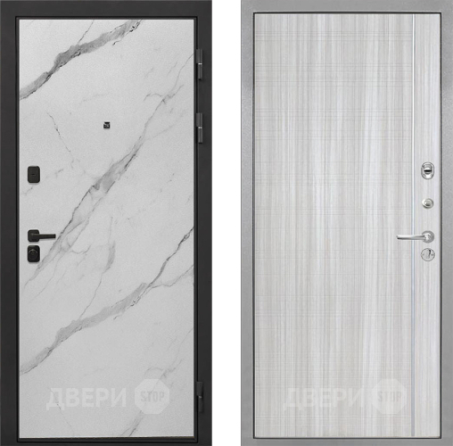 Входная металлическая Дверь Интекрон (INTECRON) Профит Black Мрамор Арктик В-07 с молдингом Сандал белый в Жуковский
