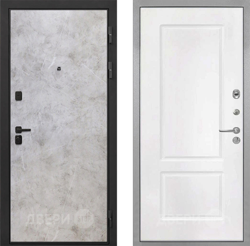 Входная металлическая Дверь Интекрон (INTECRON) Профит Black Мрамор Светлый КВ-2 Белый матовый в Жуковский