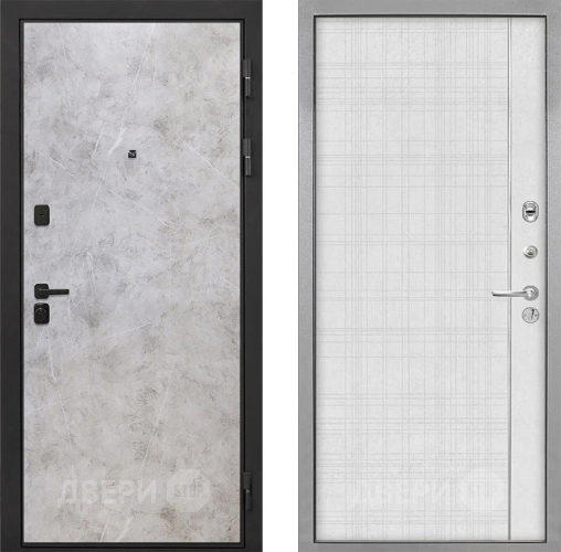 Входная металлическая Дверь Интекрон (INTECRON) Профит Black Мрамор Светлый В-07 с молдингом Лофт белый в Жуковский