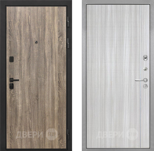 Входная металлическая Дверь Интекрон (INTECRON) Профит Black Дуб Турин В-07 с молдингом Сандал белый в Жуковский