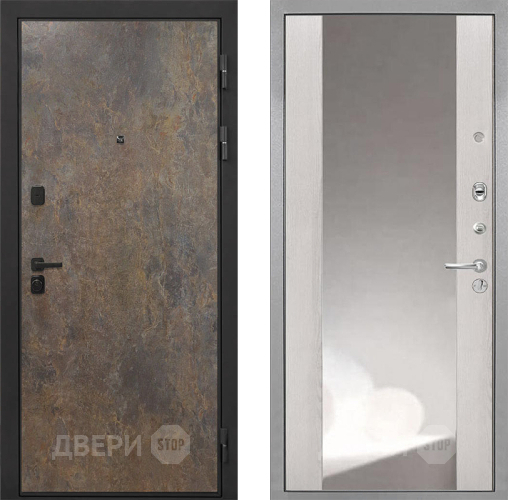 Входная металлическая Дверь Интекрон (INTECRON) Профит Black Гранж ФЛЗ-516 Зеркало Сосна белая в Жуковский