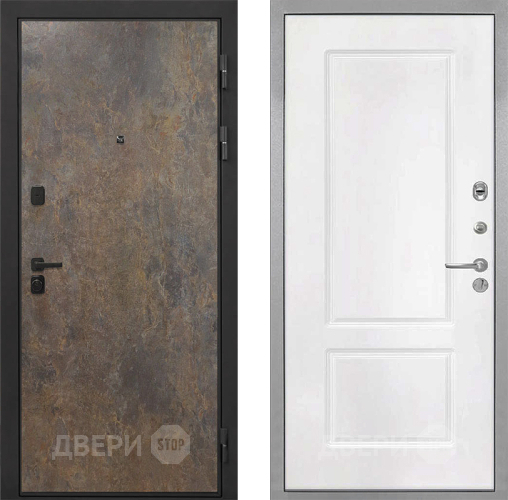 Входная металлическая Дверь Интекрон (INTECRON) Профит Black Гранж КВ-2 Белый матовый в Жуковский