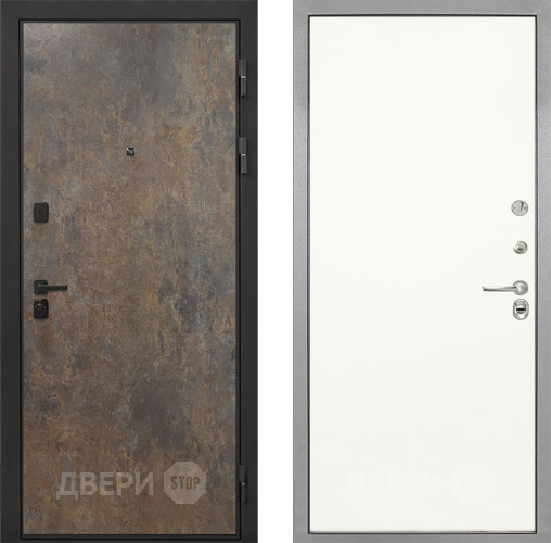 Входная металлическая Дверь Интекрон (INTECRON) Профит Black Гранж Гладкая Слоновая кость в Жуковский