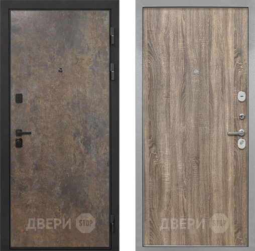 Входная металлическая Дверь Интекрон (INTECRON) Профит Black Гранж Гладкая Дуб турин в Жуковский
