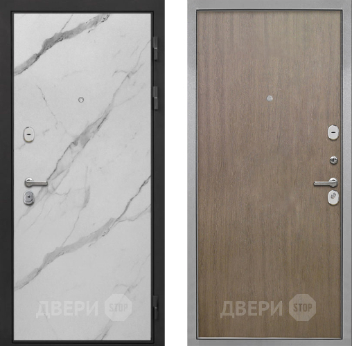 Входная металлическая Дверь Интекрон (INTECRON) Гектор Мрамор Арктик Гладкая шпон Венге коричневый в Жуковский