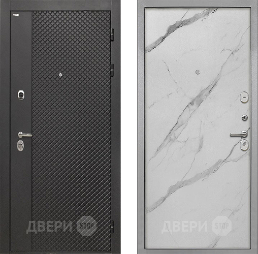 Входная металлическая Дверь Интекрон (INTECRON) Олимпия Black 4К Гладкая Мрамор натуральный арктик в Жуковский