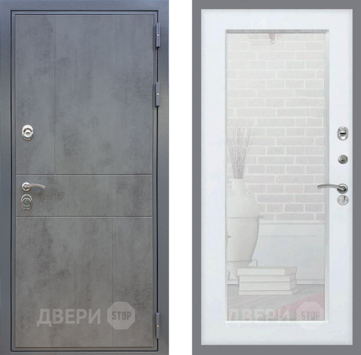 Входная металлическая Дверь Рекс (REX) ФЛ-290 Зеркало Пастораль Белый ясень в Жуковский