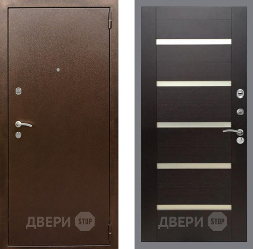 Входная металлическая Дверь Рекс (REX) 1А Медный Антик СБ-14 стекло белое венге поперечный в Жуковский