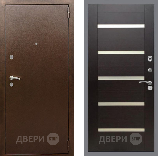 Входная металлическая Дверь Рекс (REX) 1А Медный Антик СБ-14 стекло белое венге поперечный в Жуковский