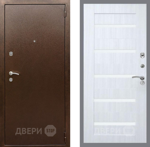 Входная металлическая Дверь Рекс (REX) 1А Медный Антик СБ-14 стекло белое Сандал белый в Жуковский