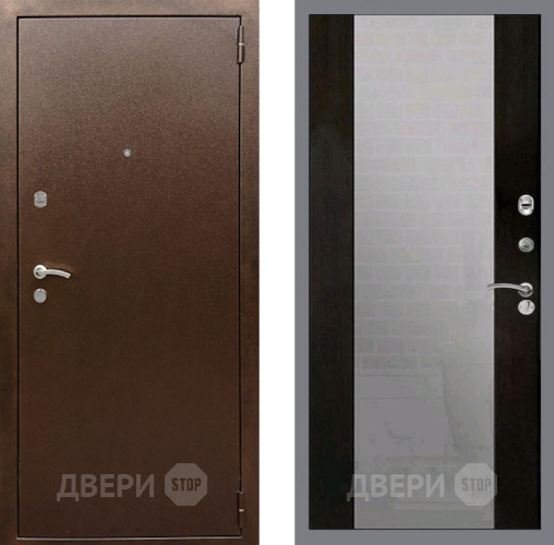 Входная металлическая Дверь Рекс (REX) 1А Медный Антик СБ-16 Зеркало Венге в Жуковский