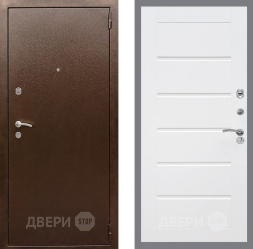 Входная металлическая Дверь Рекс (REX) 1А Медный Антик Сити Белый ясень в Жуковский