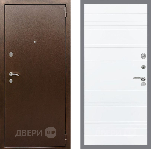 Входная металлическая Дверь Рекс (REX) 1А Медный Антик Line Силк Сноу в Жуковский