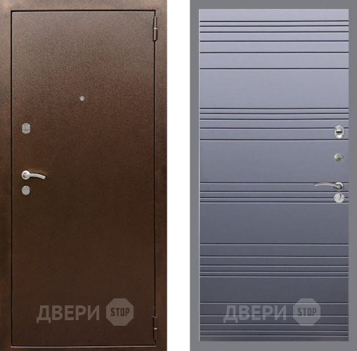 Входная металлическая Дверь Рекс (REX) 1А Медный Антик Line Силк титан в Жуковский