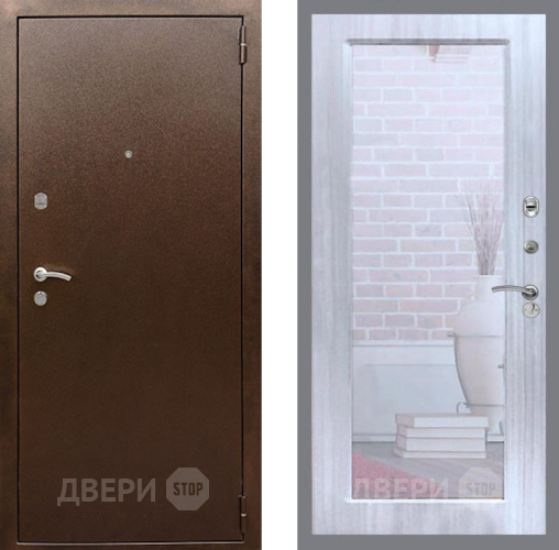 Входная металлическая Дверь Рекс (REX) 1А Медный Антик Зеркало Пастораль Сандал белый в Жуковский