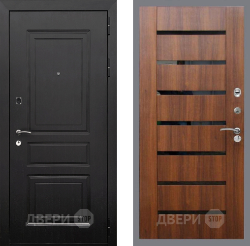Входная металлическая Дверь Рекс (REX) 6 Венге СБ-14 стекло черное Орех бренди в Жуковский