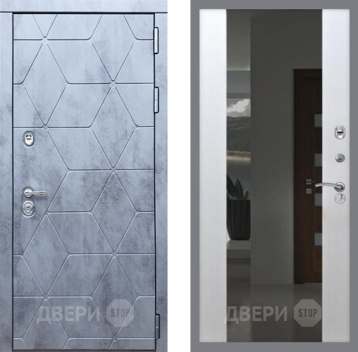 Входная металлическая Дверь Рекс (REX) 28 СБ-16 Зеркало Белый ясень в Жуковский