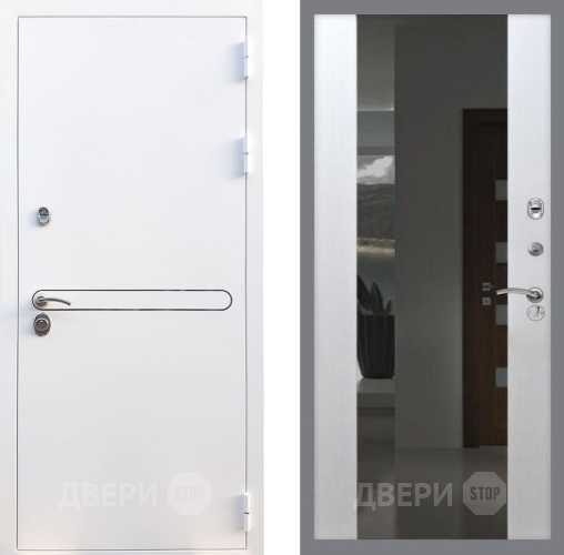 Дверь Рекс (REX) 27 СБ-16 Зеркало Белый ясень в Жуковский
