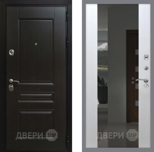 Дверь Рекс (REX) Премиум-Н СБ-16 Зеркало Белый ясень в Жуковский