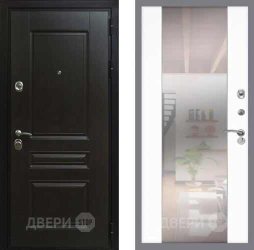 Входная металлическая Дверь Рекс (REX) Премиум-Н СБ-16 Зеркало Силк Сноу в Жуковский