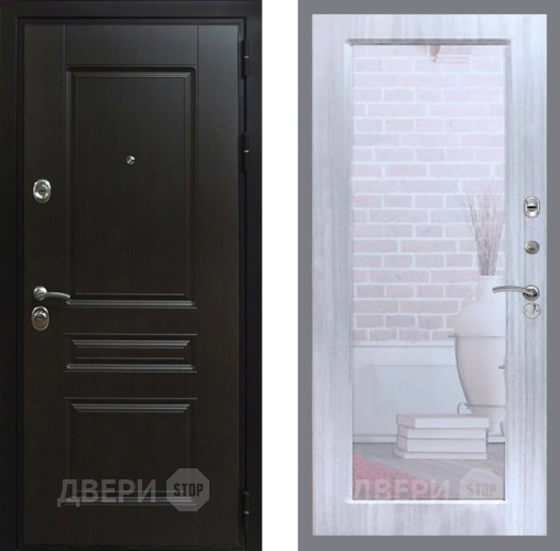 Входная металлическая Дверь Рекс (REX) Премиум-Н Зеркало Пастораль Сандал белый в Жуковский