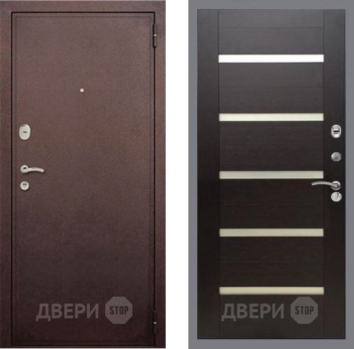 Входная металлическая Дверь Рекс (REX) 2 Медный Антик СБ-14 стекло белое венге поперечный в Жуковский