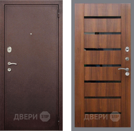 Входная металлическая Дверь Рекс (REX) 2 Медный Антик СБ-14 стекло черное Орех бренди в Жуковский