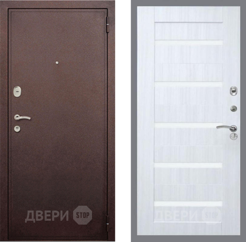 Дверь Рекс (REX) 2 Медный Антик СБ-14 стекло белое Сандал белый в Жуковский