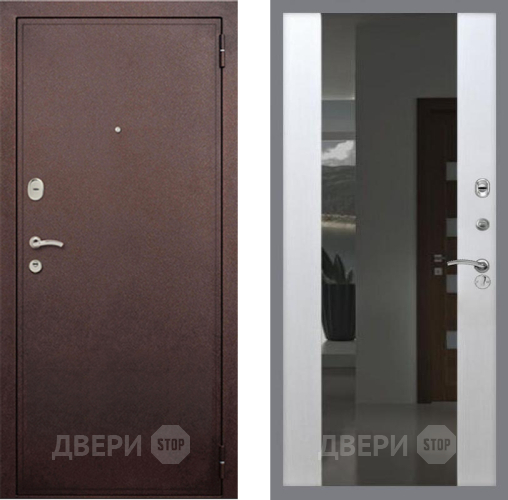 Входная металлическая Дверь Рекс (REX) 2 Медный Антик СБ-16 Зеркало Белый ясень в Жуковский