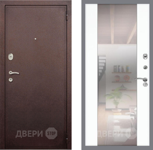 Входная металлическая Дверь Рекс (REX) 2 Медный Антик СБ-16 Зеркало Силк Сноу в Жуковский