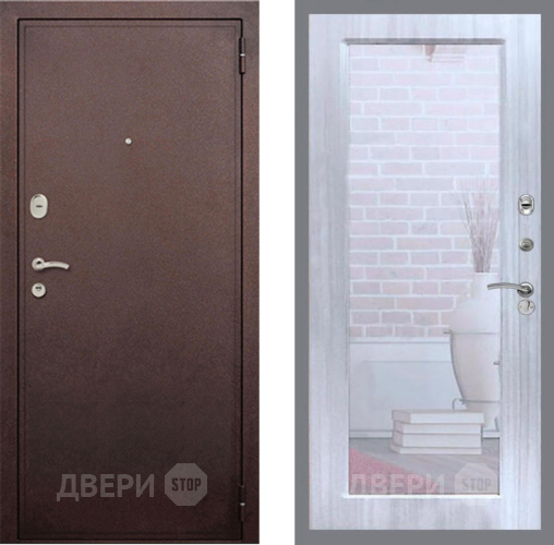 Входная металлическая Дверь Рекс (REX) 2 Медный Антик Зеркало Пастораль Сандал белый в Жуковский