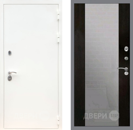 Входная металлическая Дверь Рекс (REX) 5 Белая Шагрень СБ-16 Зеркало Венге в Жуковский