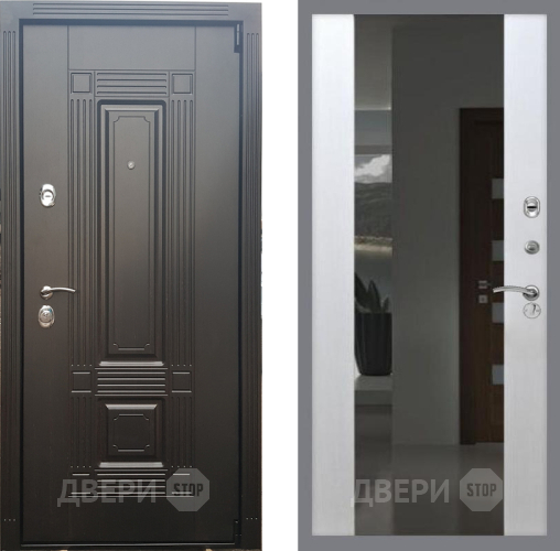 Входная металлическая Дверь Рекс (REX) 9 СБ-16 Зеркало Белый ясень в Жуковский