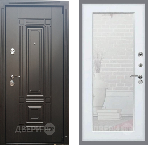 Входная металлическая Дверь Рекс (REX) 9 Зеркало Пастораль Белый ясень в Жуковский