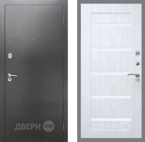 Дверь Рекс (REX) 2А Серебро Антик СБ-14 стекло белое Сандал белый в Жуковский