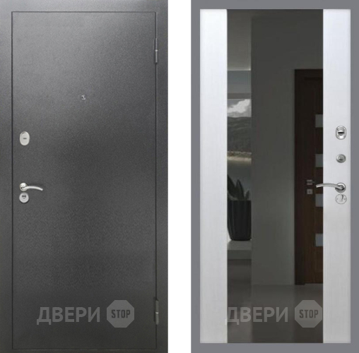 Дверь Рекс (REX) 2А Серебро Антик СБ-16 Зеркало Белый ясень в Жуковский