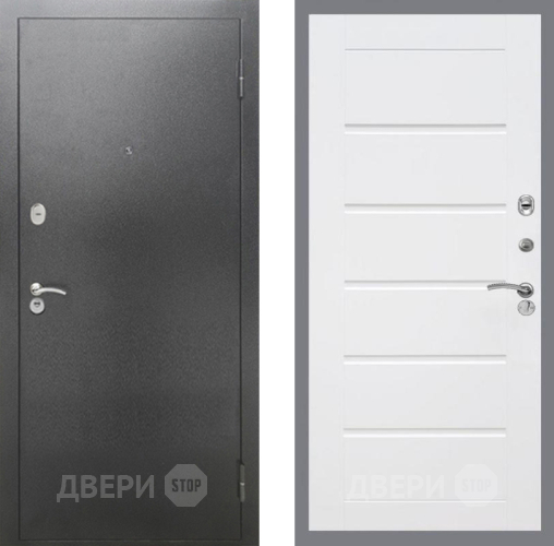 Дверь Рекс (REX) 2А Серебро Антик Сити Белый ясень в Жуковский