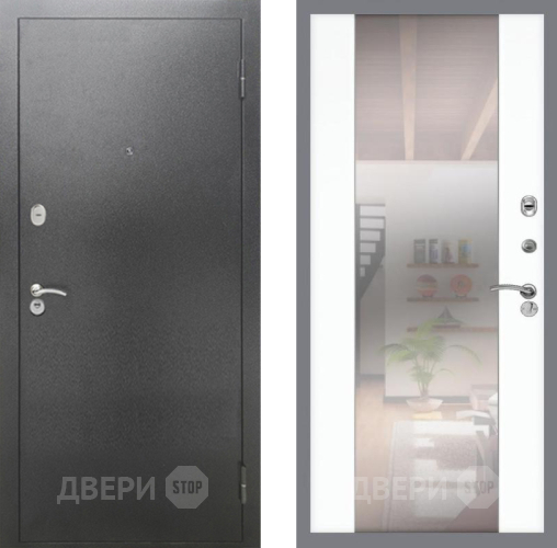 Входная металлическая Дверь Рекс (REX) 2А Серебро Антик СБ-16 Зеркало Силк Сноу в Жуковский