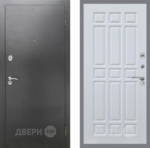 Входная металлическая Дверь Рекс (REX) 2А Серебро Антик FL-33 Белый ясень в Жуковский