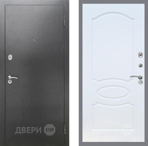 Входная металлическая Дверь Рекс (REX) 2А Серебро Антик FL-128 Белый ясень в Жуковский