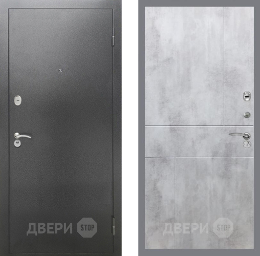 Входная металлическая Дверь Рекс (REX) 2А Серебро Антик FL-290 Бетон светлый в Жуковский