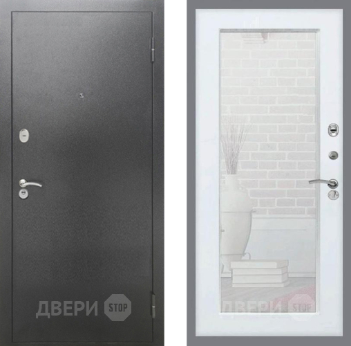 Дверь Рекс (REX) 2А Серебро Антик Зеркало Пастораль Белый ясень в Жуковский