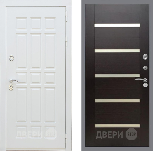 Входная металлическая Дверь Рекс (REX) 8 Силк Сноу СБ-14 стекло белое венге поперечный в Жуковский