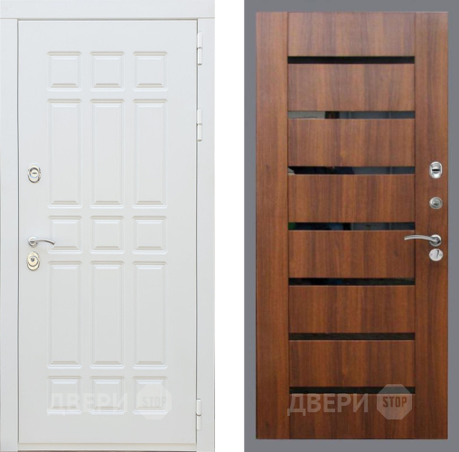 Входная металлическая Дверь Рекс (REX) 8 Силк Сноу СБ-14 стекло черное Орех бренди в Жуковский